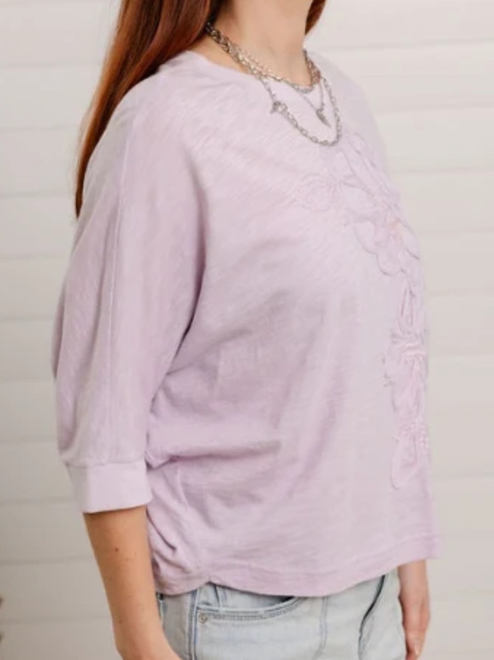 Democracy Floral Embroidered Dolman Sleeve Knit Top Size L - Picture 4 of 11
